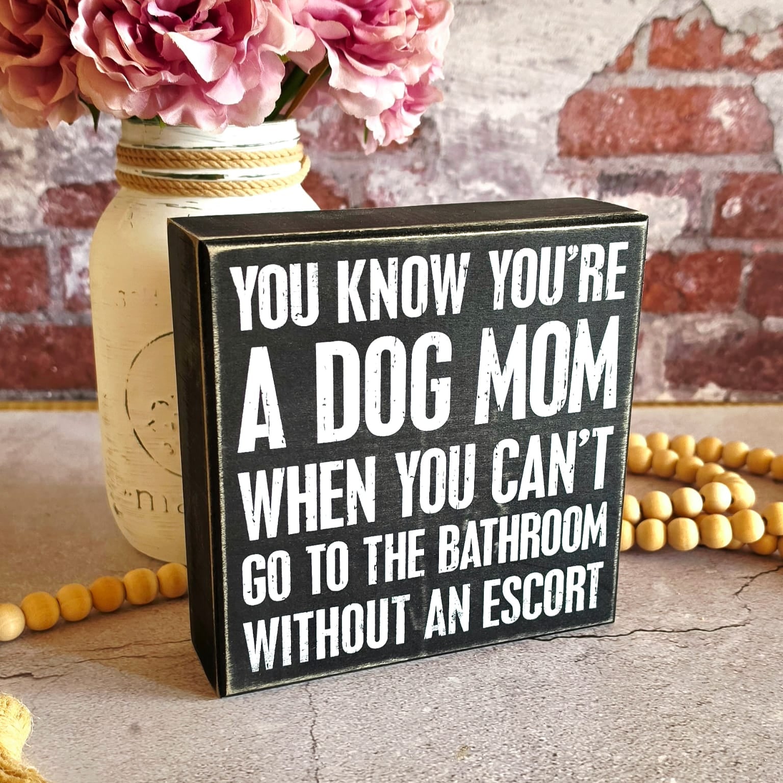 With an Escort Box Sign | Dog Mom