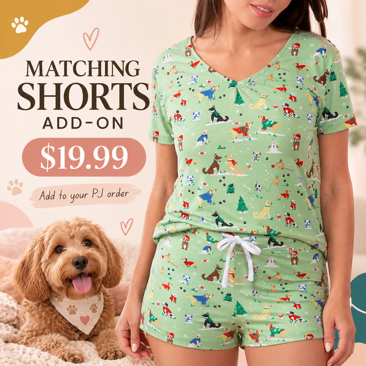 Winter Dog Mom PJ Shorts